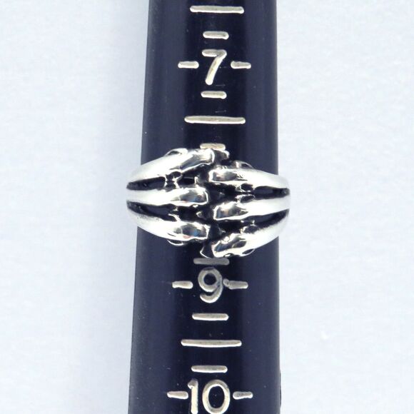 Vintage Sterling Silver Ring Sz 8 with 3 Dolphins for Women, Mother's Day Gift - Picture 6 of 8